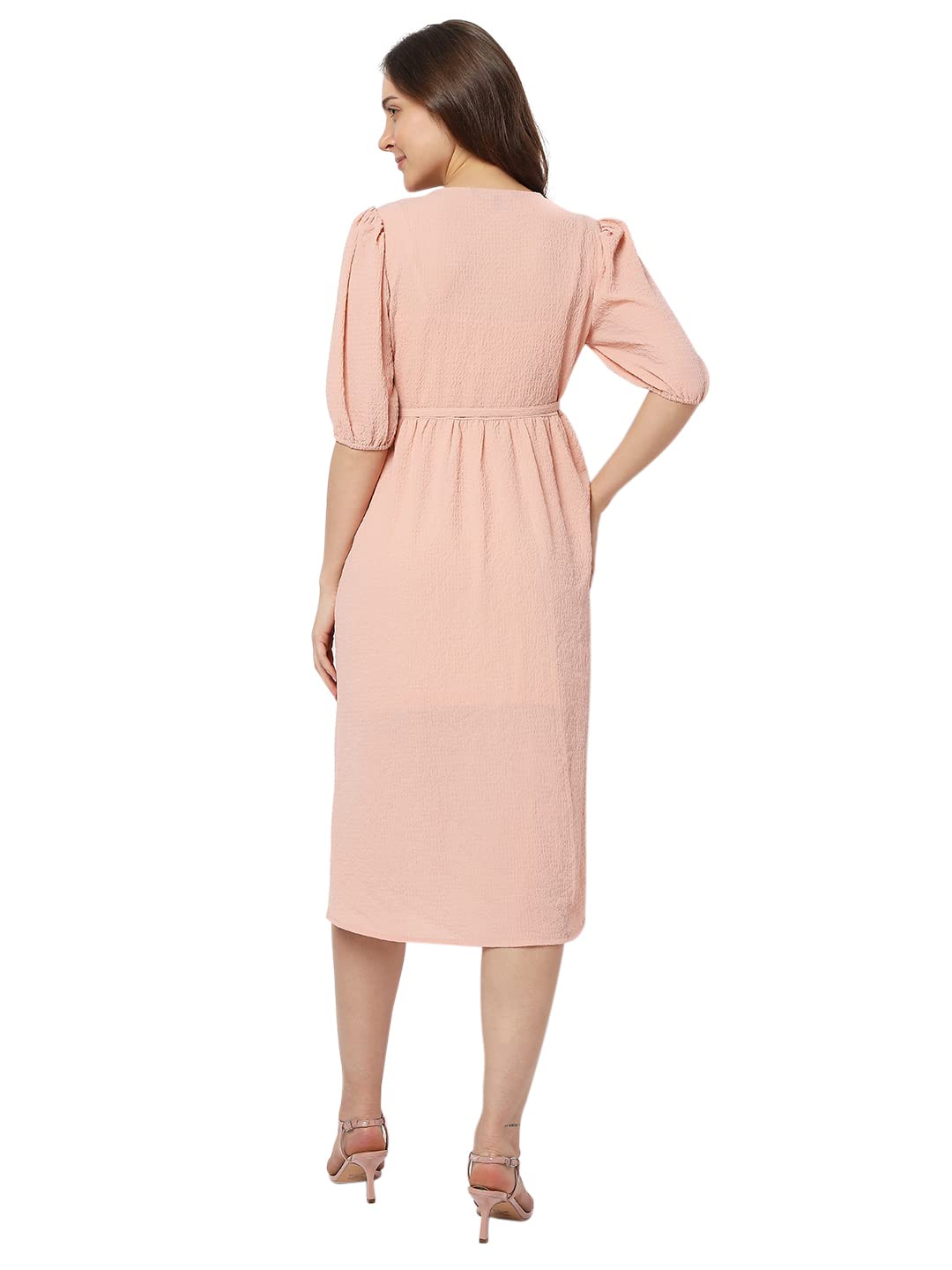Women's Midi Polyester Blend Wrap Dress - Image 4