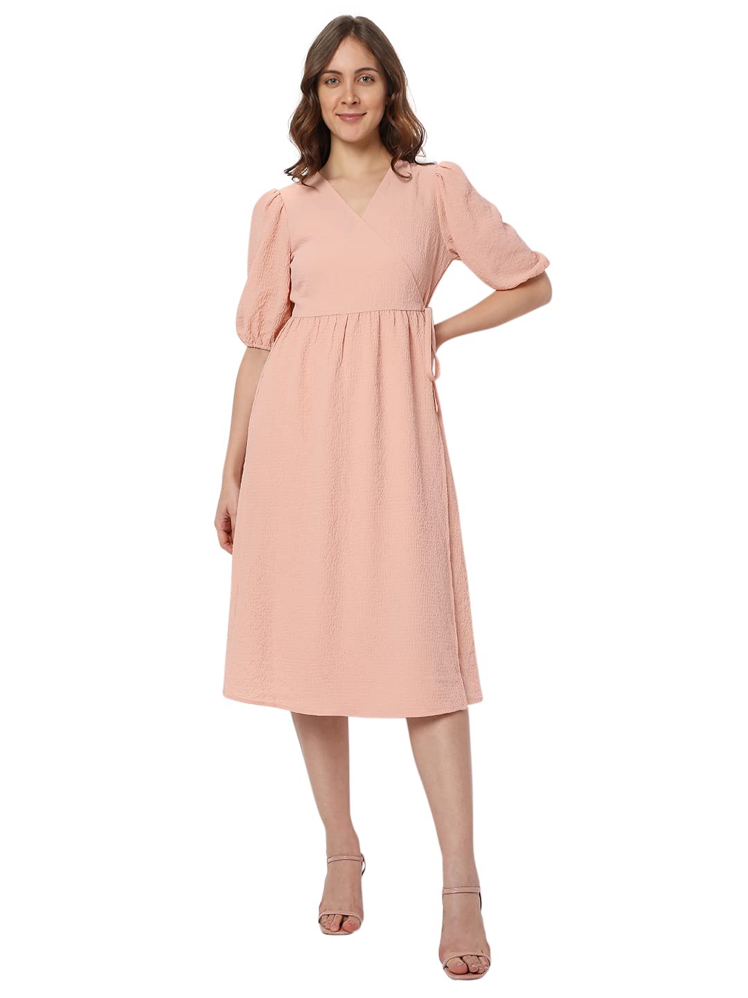 Women's Midi Polyester Blend Wrap Dress