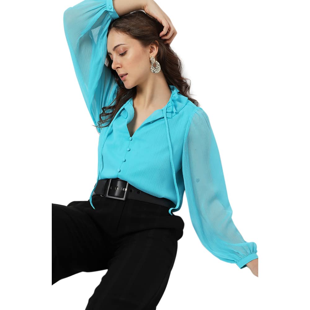 Solid Polyester Round Neck Women's Regular Fit Top - Image 5