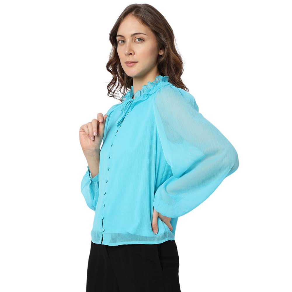 Solid Polyester Round Neck Women's Regular Fit Top - Image 3