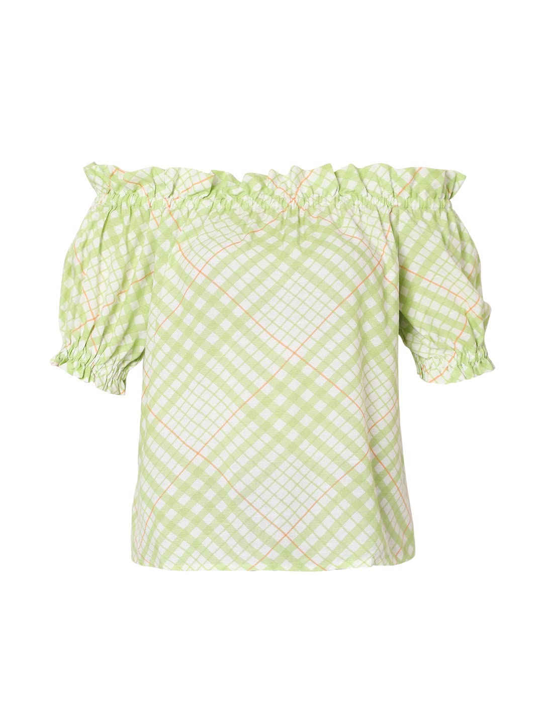 Women's Checkered Regular Fit Off Shouldet Top - Image 6