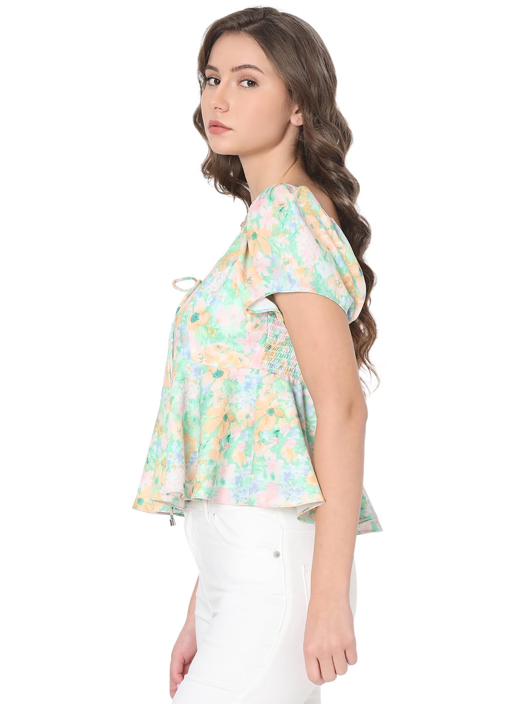 Floral Print Peplum Top - Image 3