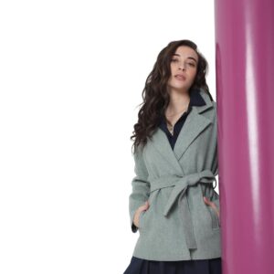 Women's Polyester Blend Standard Length Solid A-Line Coat