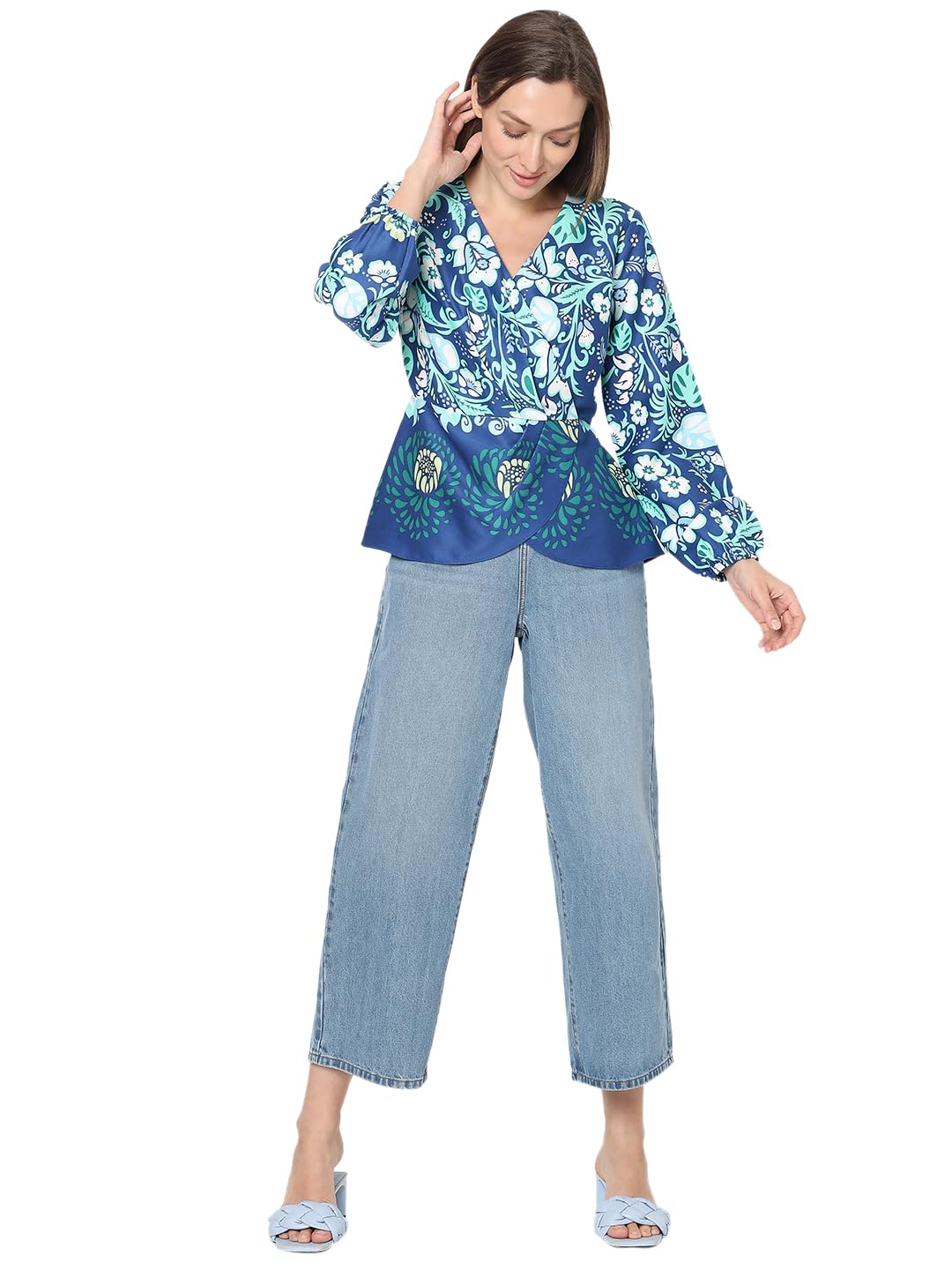 Floral Printed Puff Sleeves Top - Image 5