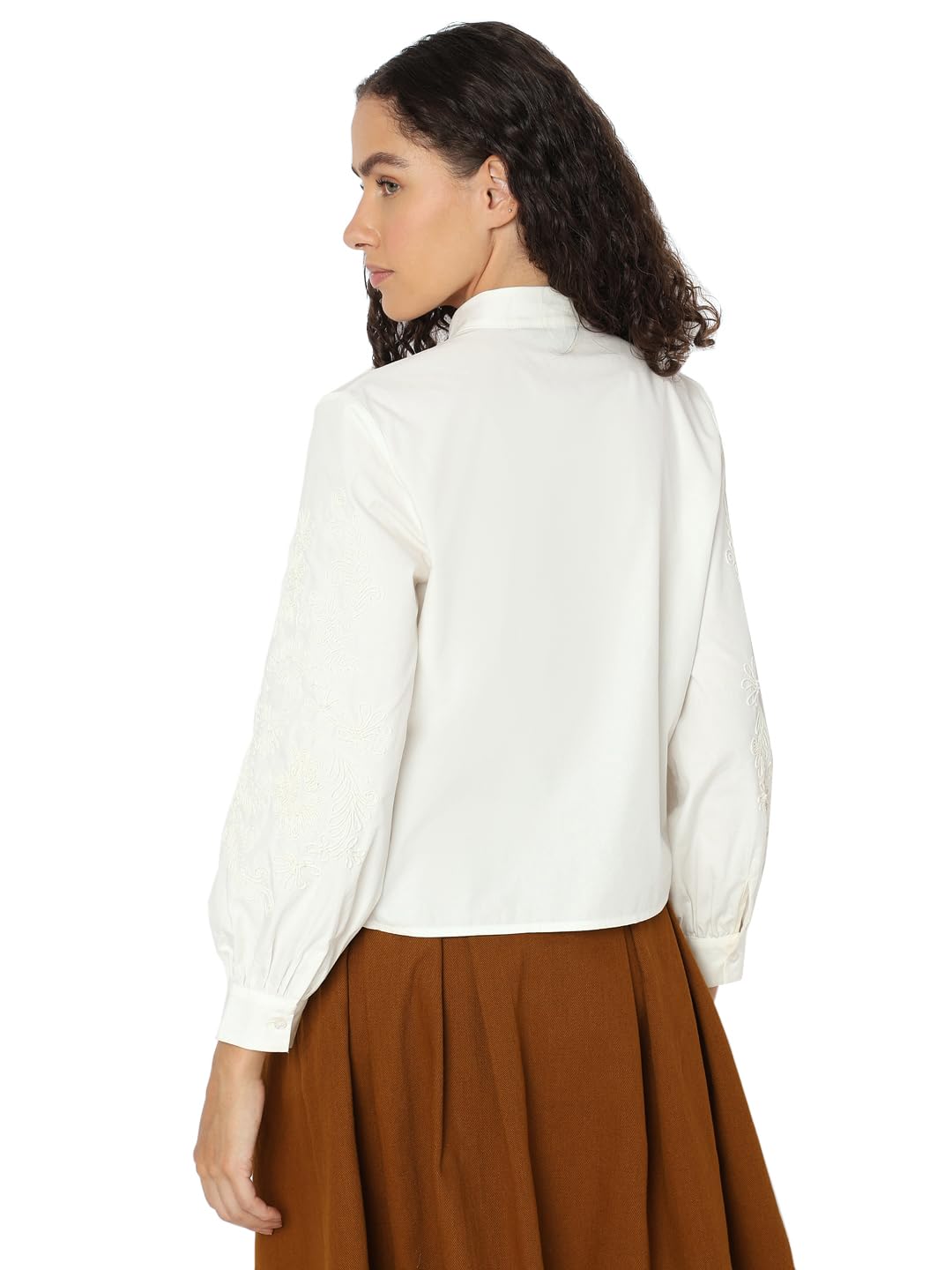 Women's Linen Solid Regular Fit T-Shirt - Image 4