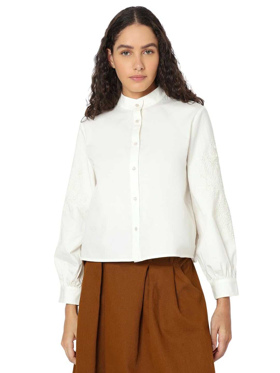 Women's Linen Solid Regular Fit T-Shirt