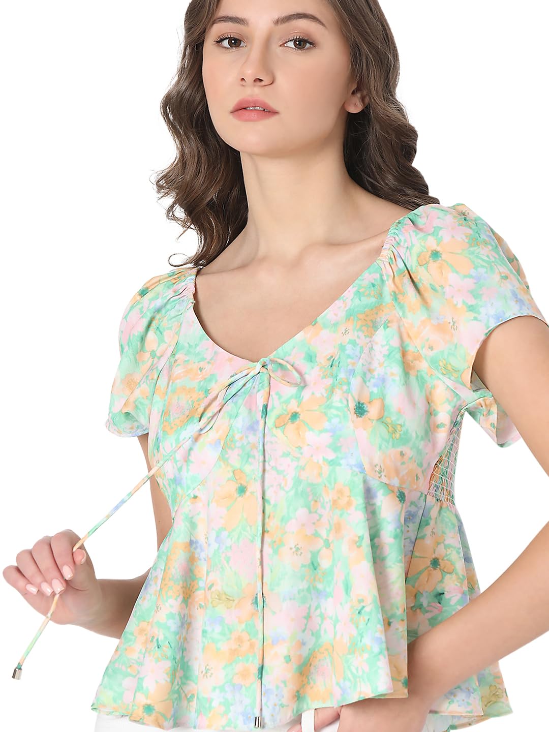 Floral Print Peplum Top - Image 6