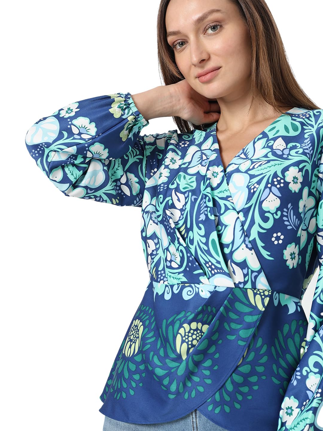 Floral Printed Puff Sleeves Top - Image 6