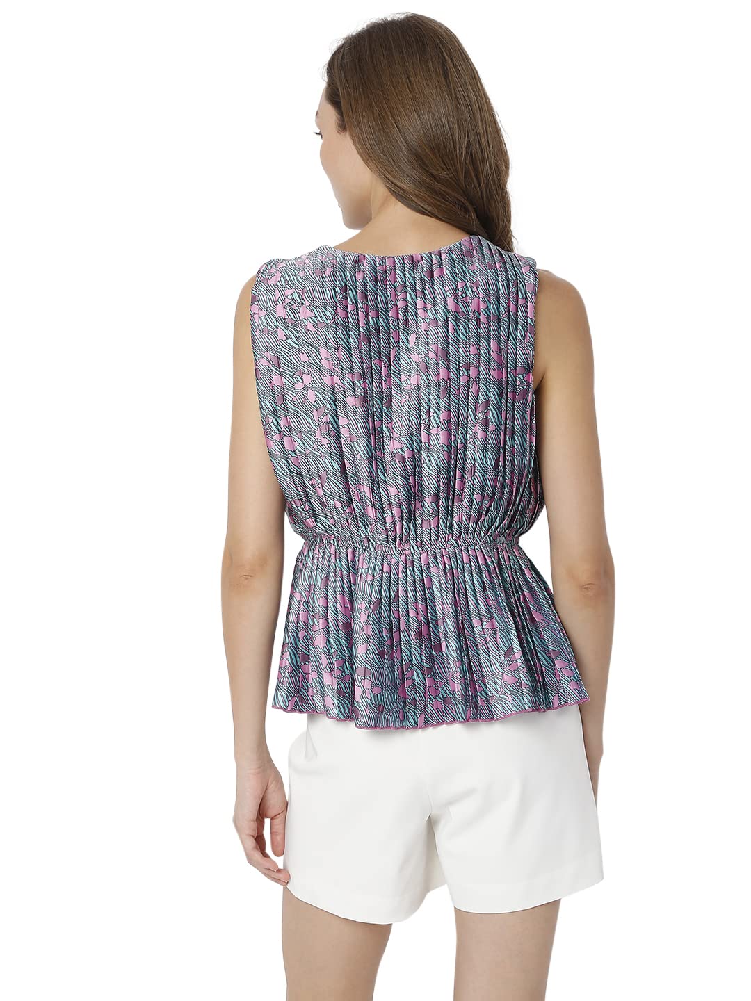 Pink Print Wrap Top - Image 3