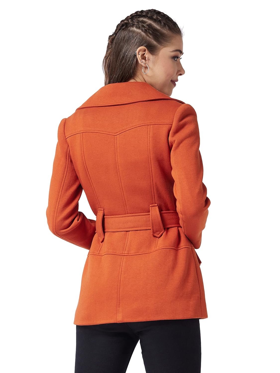 Women's Olive V-Neck Full Sleeve Solid Longline Jacket - Image 10